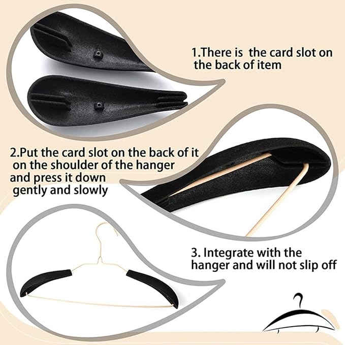 Generic Hanger Shoulder Foam, 10pcs Sweater Hanger Shaper, Non Slip Wide Standard Suit Velvet Hangers Pads for Home, Hotel, Dorm, Closet, Wardrobe (Black)