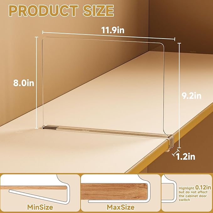 10-Pack Closet Organizers and Storage, Organizing Wardrobe, Kitchen, Bedroom Shelves, Clothes Shelves, Bookshelf Dividers, Towels and Hats, Wallet Dividers, Clear