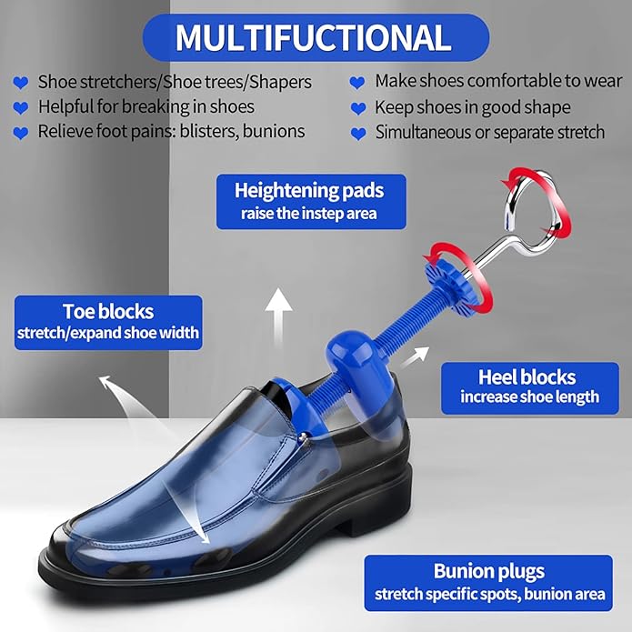 Shoe Stretcher, Plastic Pair of 4-way Adjustable Shoe Expander Shoe Tree Widener for Wide Feet Bunions