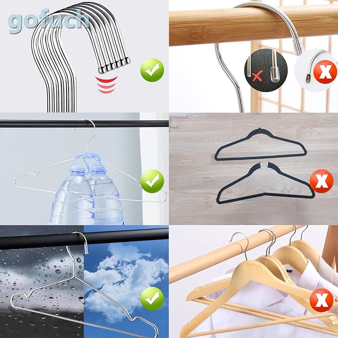 Clothes Hangers 100 Pack - Heavy Duty Stainless Steel Metal Hangers, Ultra Thin Space Saving Wire Coat Hangers with Non-Slip Shoulders (16.5 Inch)