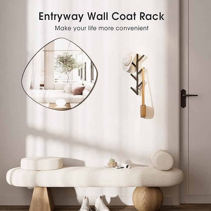 RRG Vertical Coat Rack Wall Mounted 16 Inch, Metal Vertical Hat Rack for Wall, Modern Coat Rack Tree for Hats, Jackets, Bags, Entryway Bedroom (Height 16")