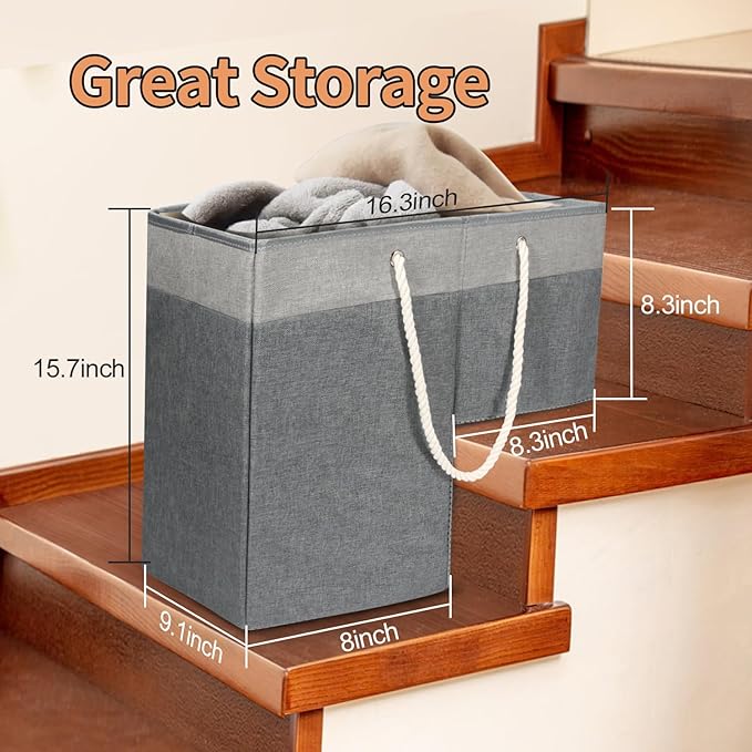 Stair Basket for Stairs with Handle, Staircase Baskets for Carpeted and Wooden Stairs,16" Step Storage Laundry basket for Stairs, Toys, Clothes, Books, Tools, Magazine, with Hard Board, Anti-slip