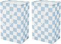 Checkered Laundry Hamper, Pack of 2, Large Pastel Blue Collapsible Cloth Hampers Basket for Storage Organization Cute Aesthetic, 2 x 75L