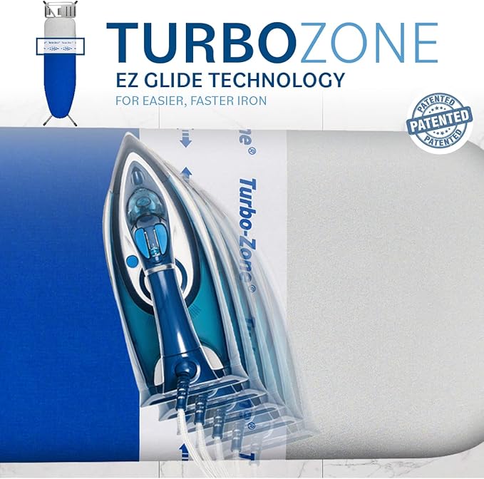 Bartnelli Heavy Duty Ironing Board 48x15 | Designed & Made in Europe with Patent Technology, Turbo & Park Zone