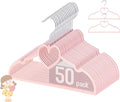 GOSCHE Kids Velvet Hangers (12.8 Inch - 50 Pack), Non-Slip Baby Clothes Hangers for Closet, Ultra Slim Space Saving Children Hanger, 360Degree Swivel-Hook, Infant/Toddler Hangers, Dark Pink