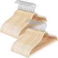 TOPIA HANGER Sleek Wooden Hangers with Non-Slip Rubber Grips, Sweater Hangers No Shoulder Bump, Lightweight Clothes Hangers 30-Pack, 360° Swivel Hook and Pants Bar-CT63N30