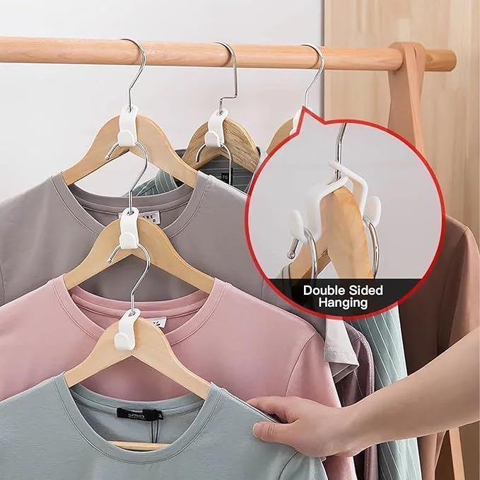 50 PCS Hanger Connector Hooks, Space Saving Hangers, Closet Hanging Organizer for College Dorm Room Essentials, Thickening Upgrade (Blue-50 Pcs)