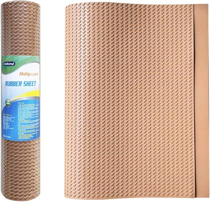 Unikstep, Rubber Sheet, 21.5"x14.5", Thick 0.08", for Shoe Sole Heel Repair, Furniture Pad, Vibration Reduce, DIY Gasket Seal Pad, Floor Anti Slip Cushion (Khaki Color T Pattern)