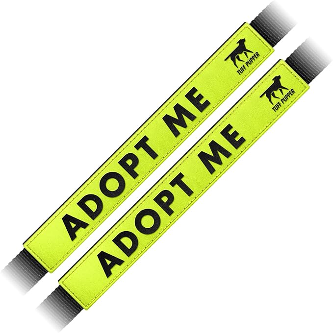 Tuff Pupper Waterproof Leash Sleeve | Fits Any Standard Size 1 Inch Wide Leash | Dual Sided Message | Durable Neoprene & Silicone | Odor & Stink Proof | Easy Secure On & Off (2 Pack, Adopt Me)
