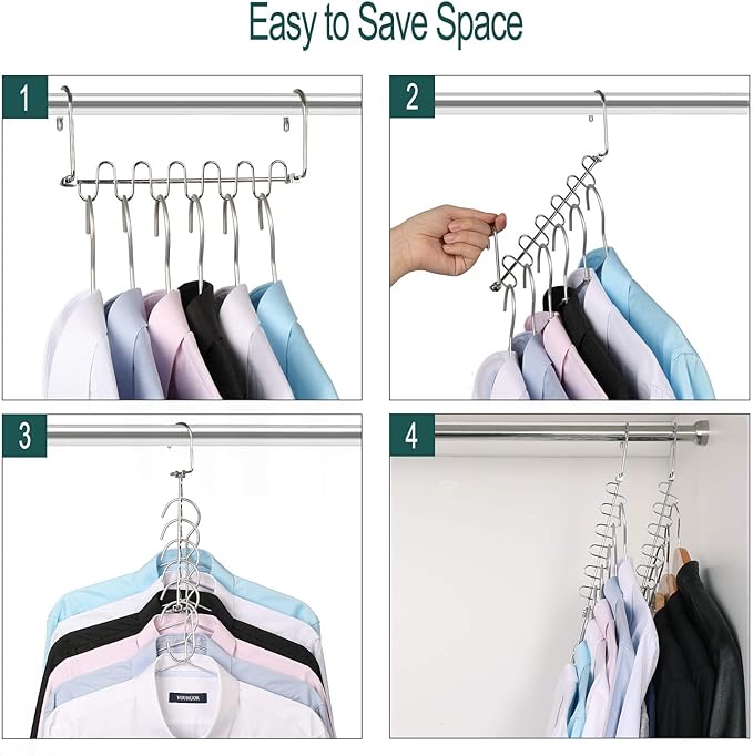 GEFTOL Metal Space Saving Hangers 12 Slots New Version Hanger Magic Cascading Hanger Closet Wardrobe Clothes Organizer(12 Pack)