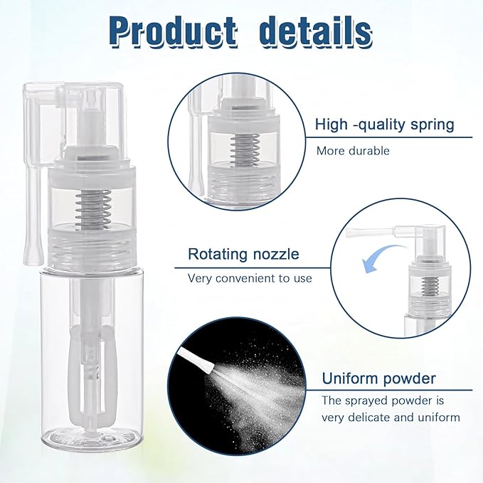 KALIONE 2 Pcs Glitter Duster Sprayer Transparent Craft Glitter Spray Bottle Empty Multi-Purpose Empty Plastic Spray Bottle Portable 35ml Bottles for Craft Scrapbooking Cardmaking