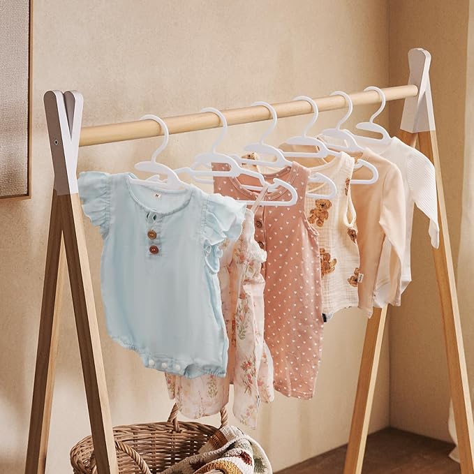 Baby Hangers 40PCS White Kids Hangers for Clothes Closet, Multifunctional Plastic Toddler Hanger for Children Infant Nursery Child Hanger - 11.4 Inch Design for Spacing Saving