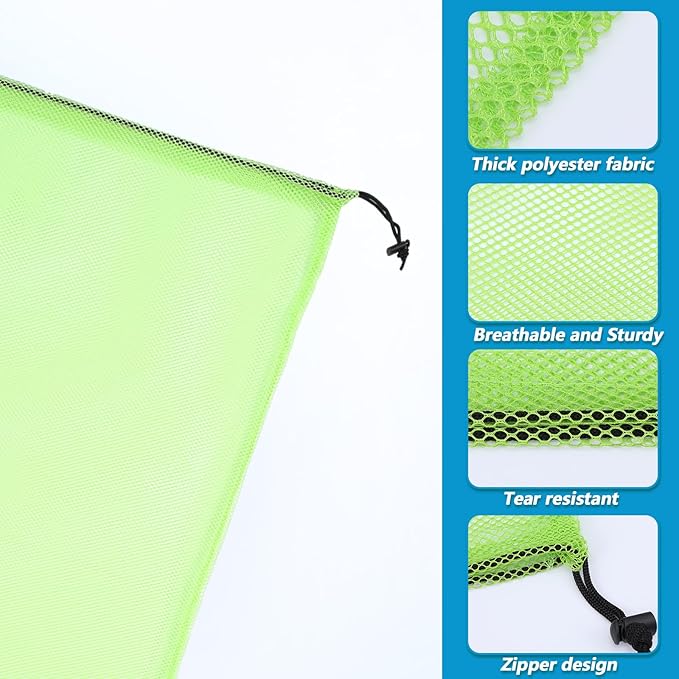 12 Pcs 24'' x 33'' Large Mesh Bags for Laundry, Wash bags, Sturdy Mesh Material Closed with Drawstring, Factory, University, Dormitory, Travel and Apartment Dweller, Color