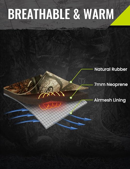 TIDEWE Rubber Hunting Boots, Waterproof Insulated Next Camo G2 Warm Rubber Boots with 7mm Neoprene, Sturdy Outdoor Hunting Boots for Men (800g Insulated & Standard, Size 6-14)
