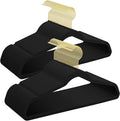 UNEED Black Velvet Hangers with Golden Hooks, 36 Pack - Ultra Thin Space Saving, Non-Slip Clothes Hangers for All Clothing, Dorm & Closet Organization (Heavy Duty, Anti-Scratch)