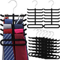 Kathfly 8 Pcs Black Velvet Tie Hanger 360° Rotatable Non Slip Hook Flocked Tie Rack Belt Organizer for Belts and Scarves