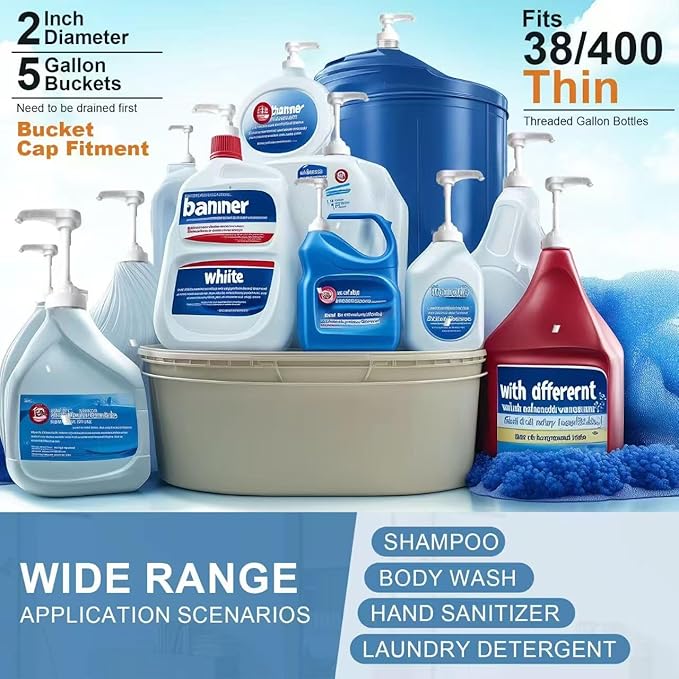 5 Gallon Bucket Pump Dispenser, Coffee Syrup Pump for Gallon Bucket Bottle Jug Torani Skinny Syrup with 70cm Soft Silicon Avoid Dripping for Conditioner Shampoo Soap Laundry Detergent Pancakes