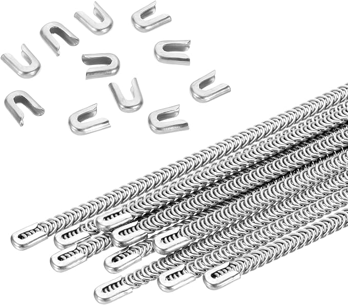 PATIKIL 10 Pcs 10 Inch 304 Stainless Steel Metal Steel Spiral Corset Boning, Metal Boning with 10pcs 5mm Boning Tips for Sewing Corset, Making Costume,Hoop Skirt, Collar (5mm Wide)