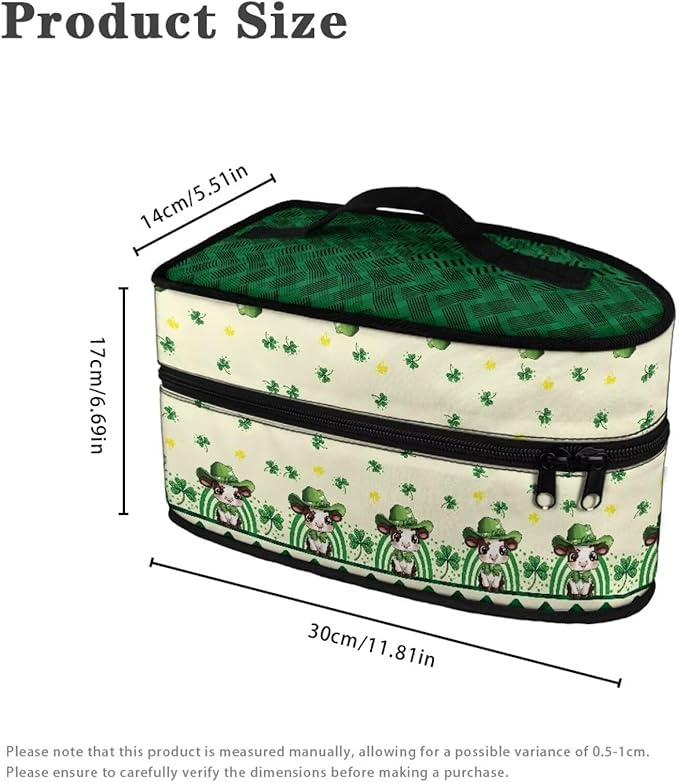 St Patricks Day Cow Iron Storage Case Fits for Home Outdoor Lightweight Reusable Steam Iron Storage Bag Compatible with Most Iron