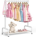 SLEEPING LAMB Kids Clothing Rack, Small Baby Clothes Rack with Bottom Storage Shelf, Kids Dress Up Rack Storage for Coats, Dance Costume Garment Rack for Hanging Clothes, White