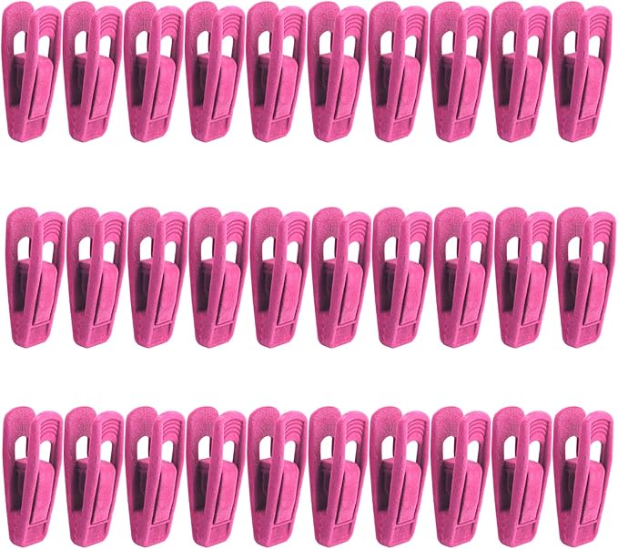 30 Pack Hot Pink Velvet Hanger Clips, Strong Hanger Clips Perfect for Organizing Skirts/Pants/Thin Felt Hangers