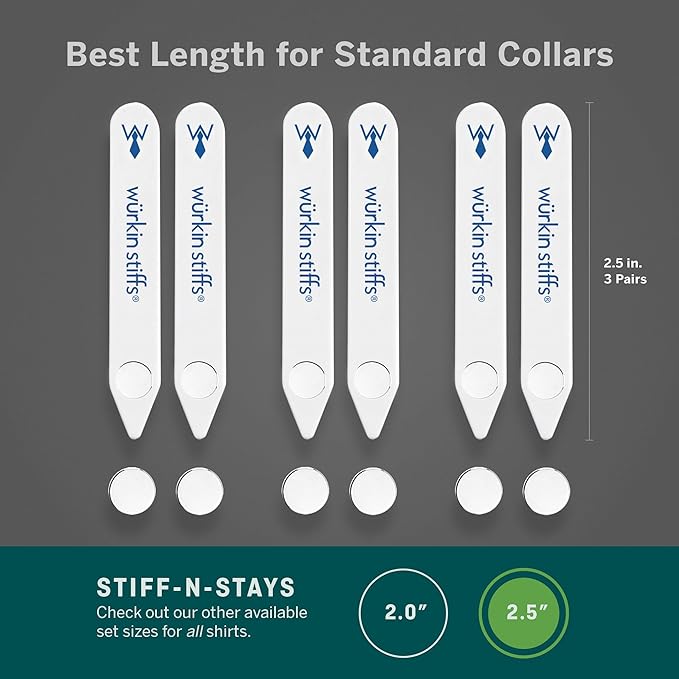 Würkin Stiffs Plastic Magnetic Collar Stays As Seen on Shark Tank | Stiff-N-Stays Collar Inserts