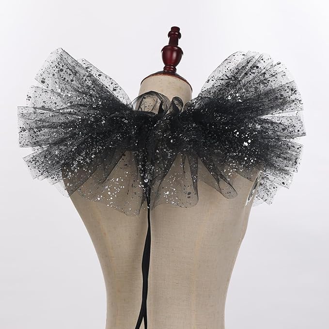 BLESSUME Victorian Retro Mesh Neck Ruff Ruffle Collar Layered Clown Neck Collar