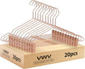 VWV Premium Hanger - 20-Pack Metal Hangers - with Adjustable Clips for Adults and Children's Clothes, Heavy Duty Hangers（Copper）