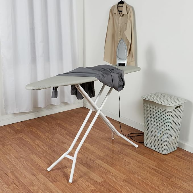 Ironing Board Cover and Pad (Silver Silicone), 100% Cotton with Premium Polyester Padding by Seymour Home Products; Fits Full Size Board | Stain and Scorch Resistant; Elastic Edge