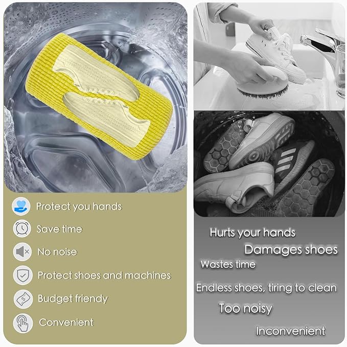 Shoe Washing Machine Bag,Laundry Shoe Bag for Washer and Dryer,Reusable Shoe Cleaning Bag for Sneakers,Tennis Shoes,With Self-locking Zipper, Microfiber Inside,Include Shoes Storage Bag (Grey(2PC))