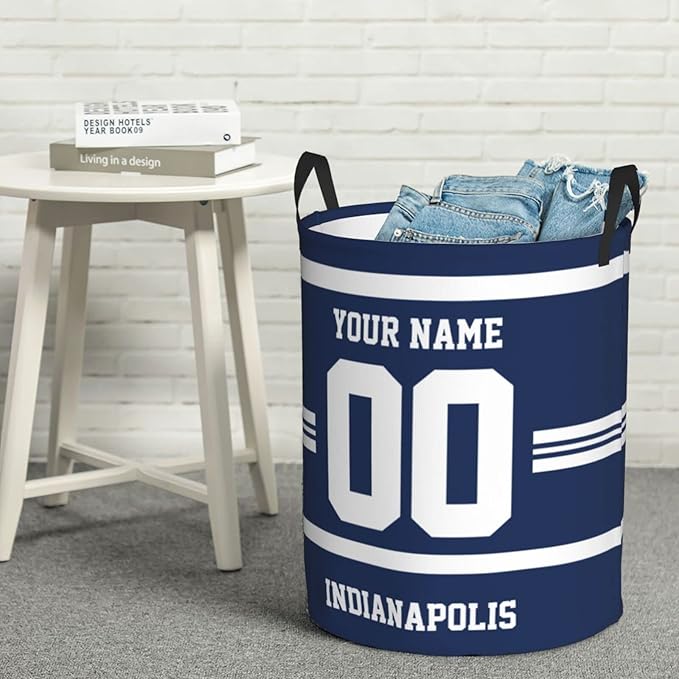 Custom Indianapolis Laundry Hamper Personalized Laundry Basket Customized Name And Number Collapsible Storage Basket for Bedroom Bathroom Living Room Gifts