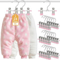 24 Pack Baby Hangers with Clips, 360°Rotatable Toddler Pant Hangers with Clips, Non-Slip Space Saving Kids Hanger for Newborn Children Clothes Skirts Boots Closet Organizers, Pink