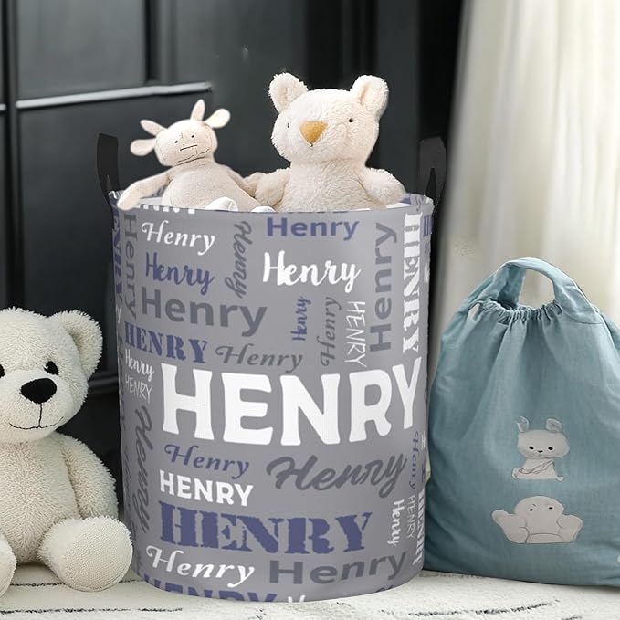 Custom Name Laundry Basket, Personalized Collapsible Laundry Hamper with Name for Bathroom Bedrooms, Customized Dirty Clothes Hamper Storage Basket Gifts for Kids Boys Girls Baby Men Women
