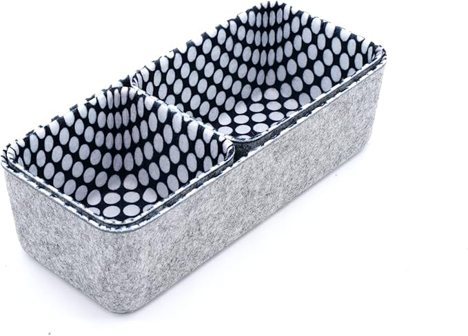 Welaxy Deep Desk Drawer Organizer Bins with Modern Pattern Home Office Storage Bin Sturdy Small Sharrow Cozy Cubby Organize Box Gifts idea 3-Piece (polka dot )