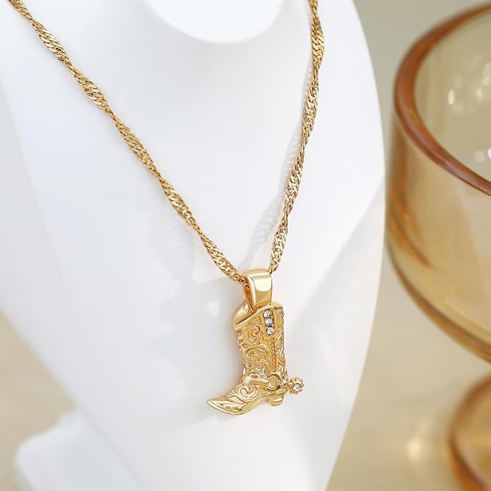Chunky Gold Necklace for Women Gold Evil Eye Cowboy Pendant Necklace Dainty Paperclip Chain Vintage Luck Amulet Choker Necklaces Celestial Jewelry Gift