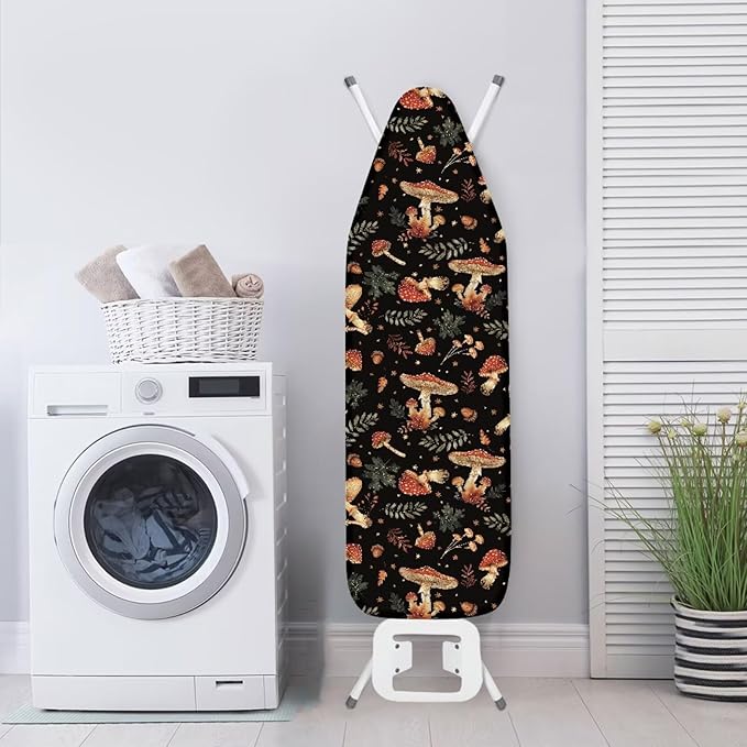 SEANATIVE Retro Mushroom Ironing Board Cover and Pad with Elastic Edge Hook and Loop Fasteners, Home Decor Iron Board Cover Machine Washable
