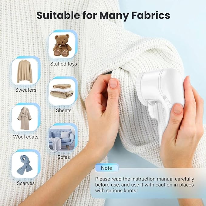 Fabric Shaver, Lint Remover for Clothes, Electric Lint Remover with 3 Replaceable Blades, Removes Fabric Pills, Rechargeable Sweater Defuzzer Pill Remover, Depiller Effectively Remove Pills