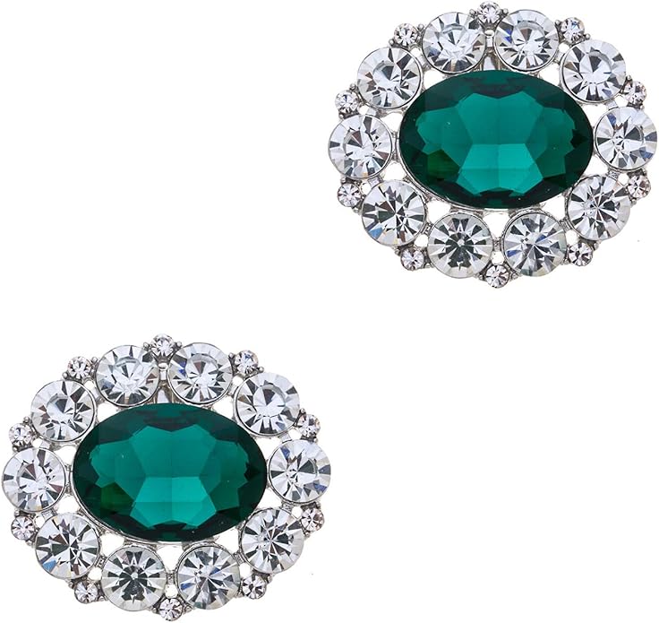 Ruihfas 2Pcs Sparkly Removable Oval Egg Shape Crystal Shoe Clips Accessories for Women Bride Wedding Prom Party Shoes Decoration