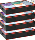 6 Inches Under Bed Storage Containers with Clear Lids | Pack of 4 Underbed Shoe Storage Foldable Clothes Organizer Bins for Blankets, Pillows, Sturdy Handles, Dustproof, & Seasonal Items