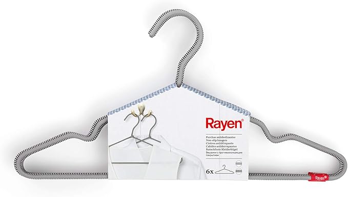 Rayen | Clothes Hangers | Anti-Slips | Pack of 6 Units | Nylon Hangers | 15.9 x 7.6 in