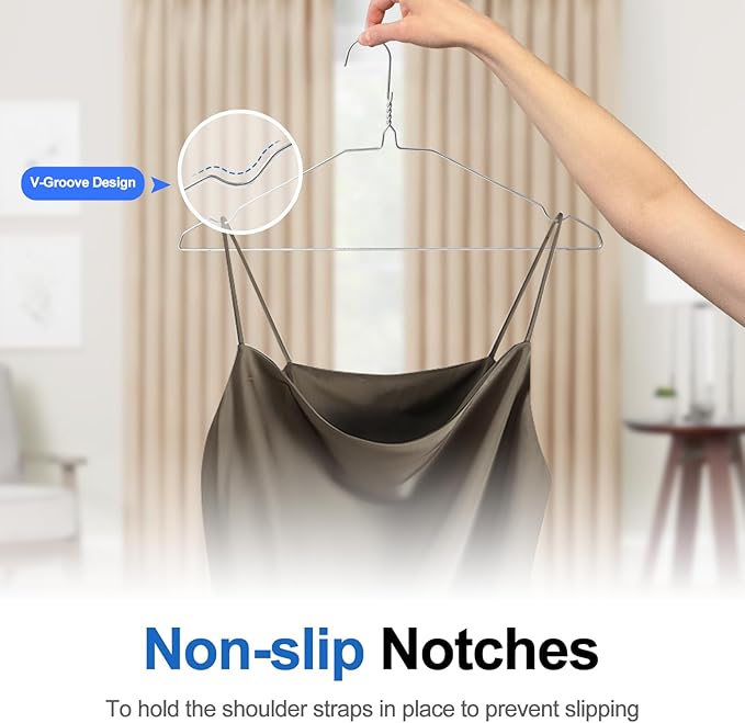 Wire Metal Hangers 60 Pack, Heavy Duty Clothes Hangers, Non Slip, Ultra Thin, Space Saving for Closet Clothing Shirts Suits Pants, 16inch