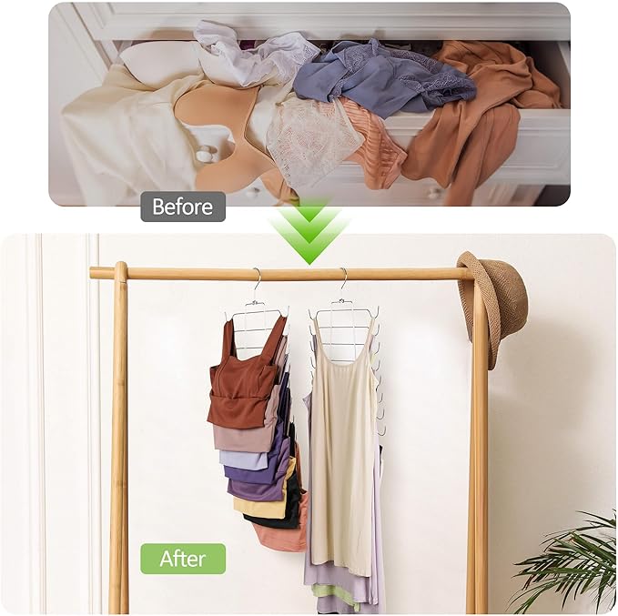 4 Pack Bra Hanger for Closet, Tank Top Hanger, Sturdy Metal Space Saving Hanger Sport Bra Holder, Closet Organizers and Storage, Silver