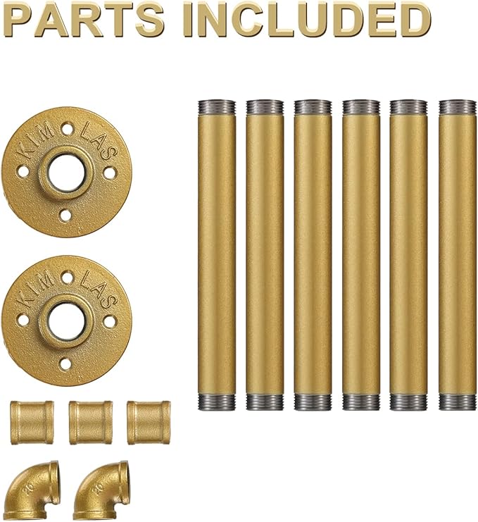Industrial Gold Pipe Clothing Rack, Wall Ceiling Mounted Clothes Garment Rack 40'', Iron Golden Pipe Clothes Hanging Bar, Heavy Duty Metal Rod for Retail Display Closet Storage