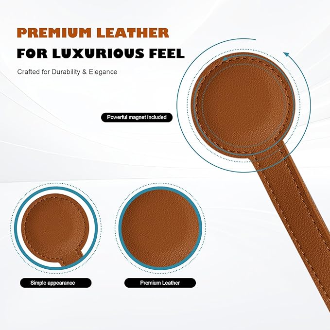 Travel Clip for Bags, Strong Leather Holder with Secure Closure, Lightweight Hook for Purses, Backpacks, Tote Bags, Luggage, Beach Accessories, and Vacation Essentials (1-Pack) Brown