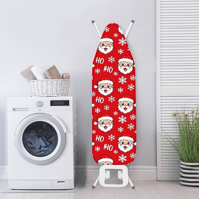 Santa Claus Ironing Board Cover and Pad Stain Resistant Xmas Decor Resist Scorching Cover for Ironing Board 54x15 inches