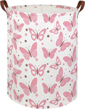 HIYAGON Girls Pink Laundry Baskets Baby Hamper for Nursery Girl Cute Kids Toy Organizer Bins Butterfly Room Decor Bedroom Bathroom(Pink Butterfly)