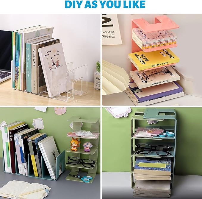 Marte Vanci Clear Acrylic File Sorter, Acrylic Purse Organizer, Sturdy Desk Magazine Holder Handbag Organizer Clutch Divider for Letter Office Supplies 4 Sections