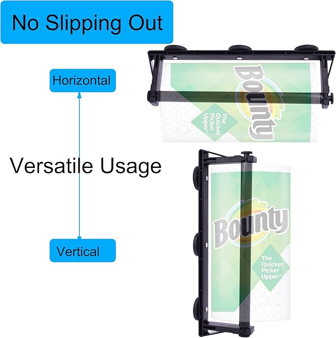 YYST Magnetic Paper Towel Holder Paper Roll Holder Rack Towel Bar Paper Dispenser for Kitchen Refrigerator, Dryer, Grill, Garage, Toolbox,Work Bench, Metal Cabinet，BBQ (Black, 1)