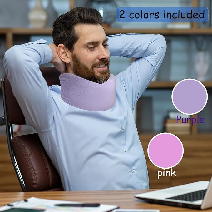 4PCS Neck Brace Cover Cervical Collar Dust Cover Sleeve for Women and Men Soft & Comfortable for Sleeping Working Breathable (Pink+Purple)
