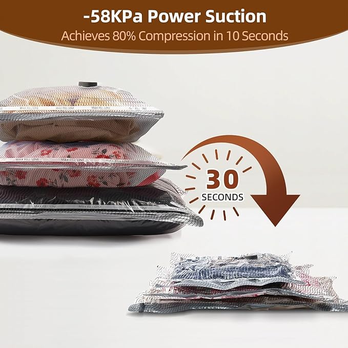 Vacuum Bags for Travel,15 Pack Carry-on Size Compression Packing Bags for Luggage and Suitcase, Space Saver for Clothes and Clothing Travel 80% Space Saver.